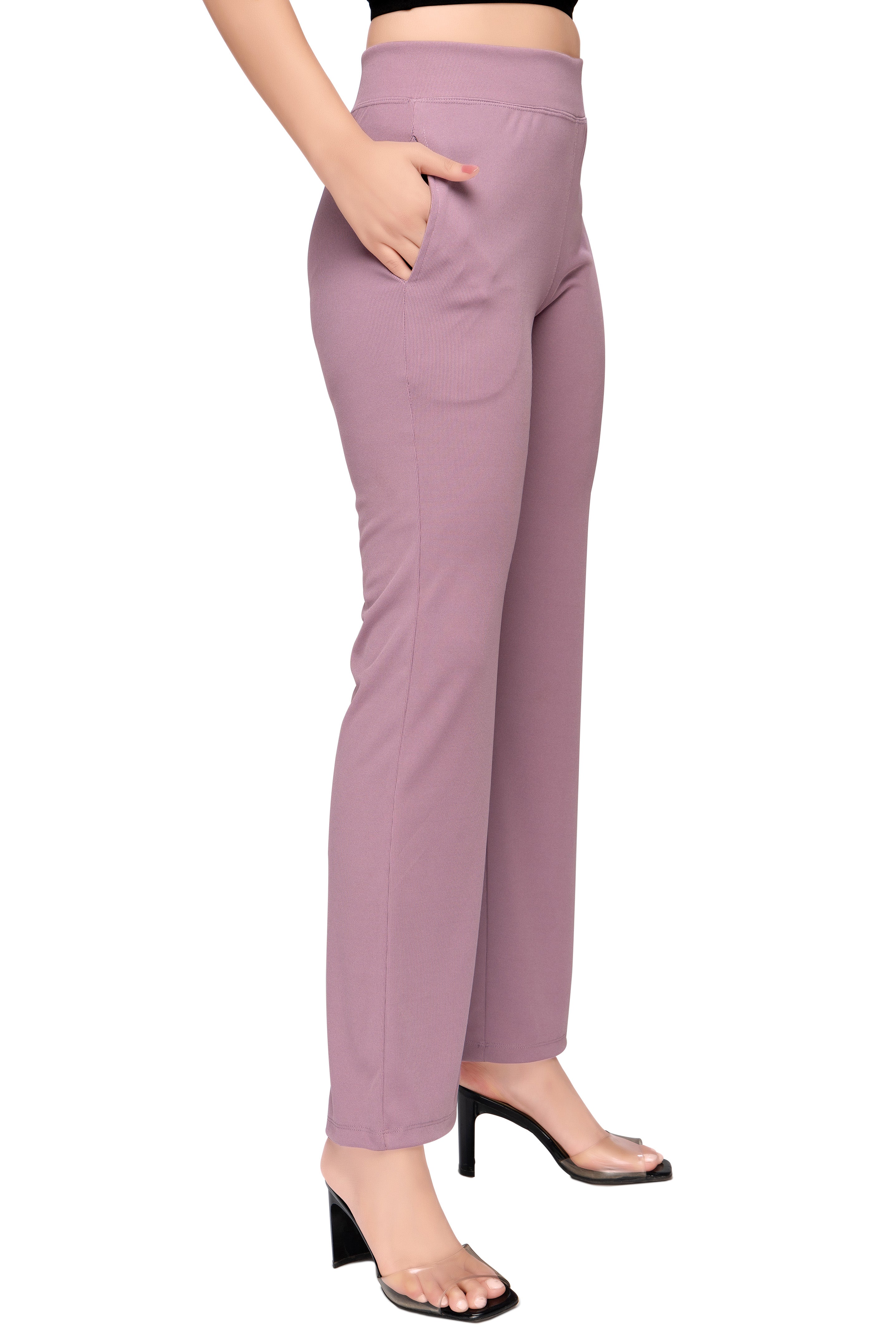 Wide-Leg Comfort Pants Lavender STY-18-B